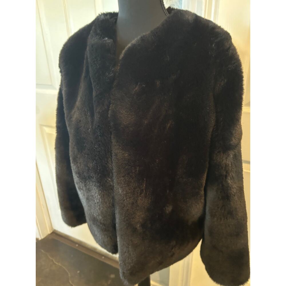 Forever 21 Black Cozy Faux Fur Coat Size S Y2K Style - Picture 2 of 8